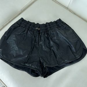 Faux leather shorts with draw string